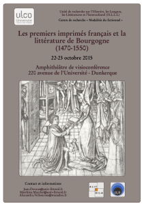 Les premiers imprimés français et la littérature de Bourgogne