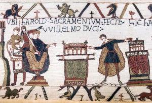 1280px-Bayeux_Tapestry_scene23_Harold_sacramentum_fecit_Willelmo_duci-300x205