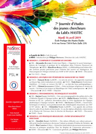 PROGRAMME et RESUMES JJC - 16 avril 2019